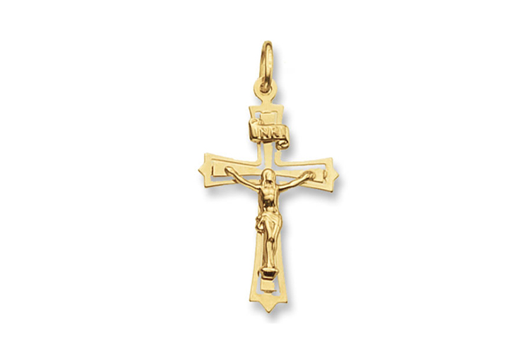 crucifix pendant made of 9k yellow gold