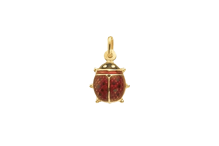 9k yellow gold lady bird enamel pendant