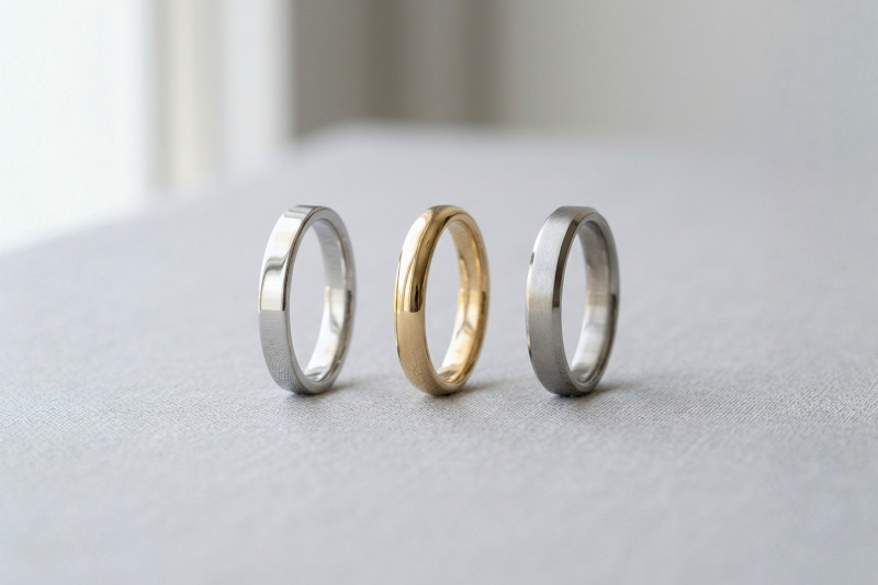 gold, platinum, and palladium ring side-by-side